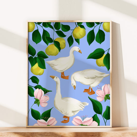 Ducks and Pears Wall Art Print