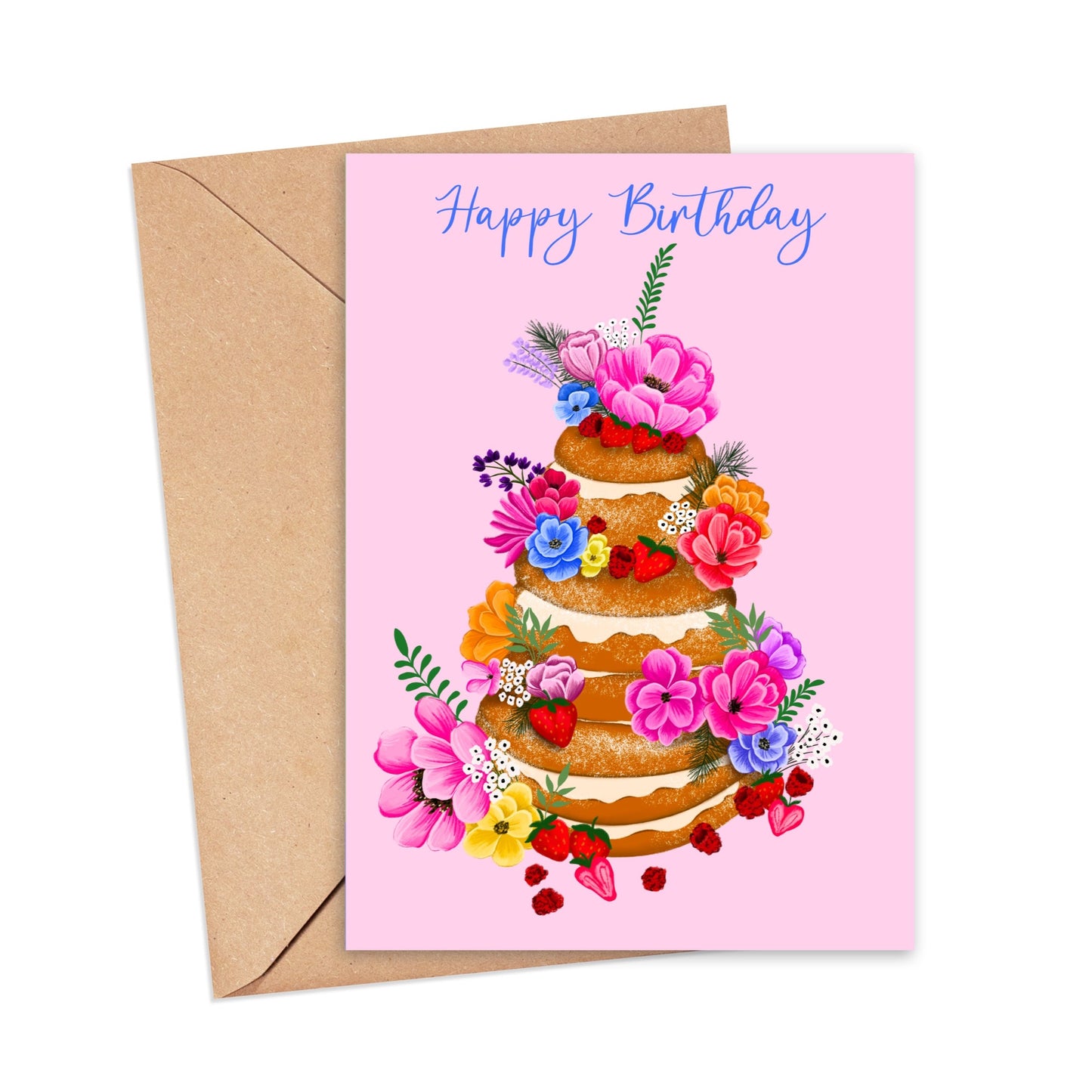 Flower Cake Birthday Card