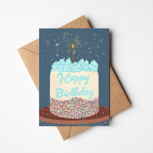 Sparkle Cake Birthday Greeting Card