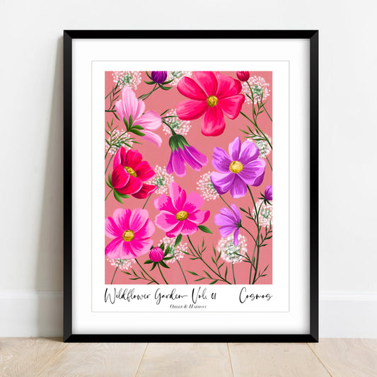 Cosmos Wildflower Garden Wall Art Print