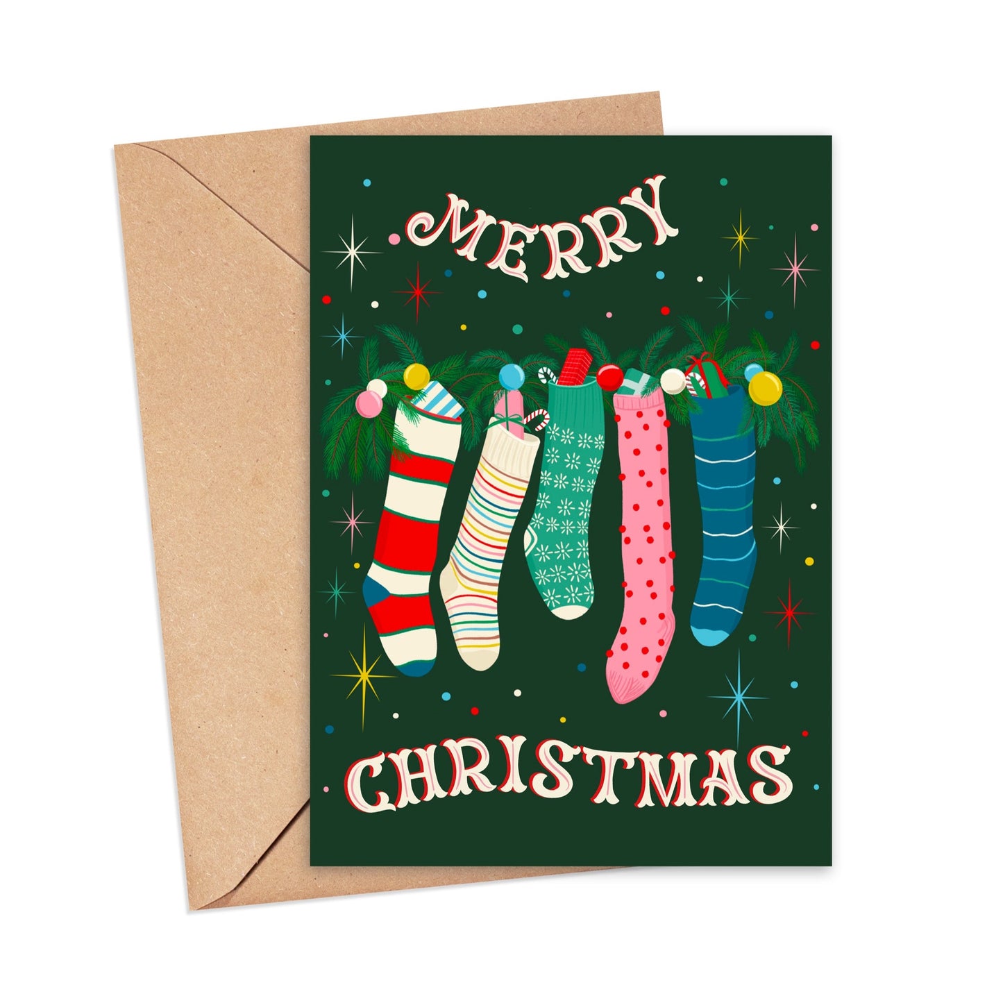 Festive Stockings Holiday Greeting Card