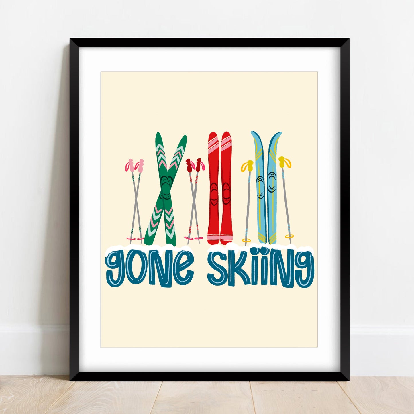Gone Skiing Wall Art Print