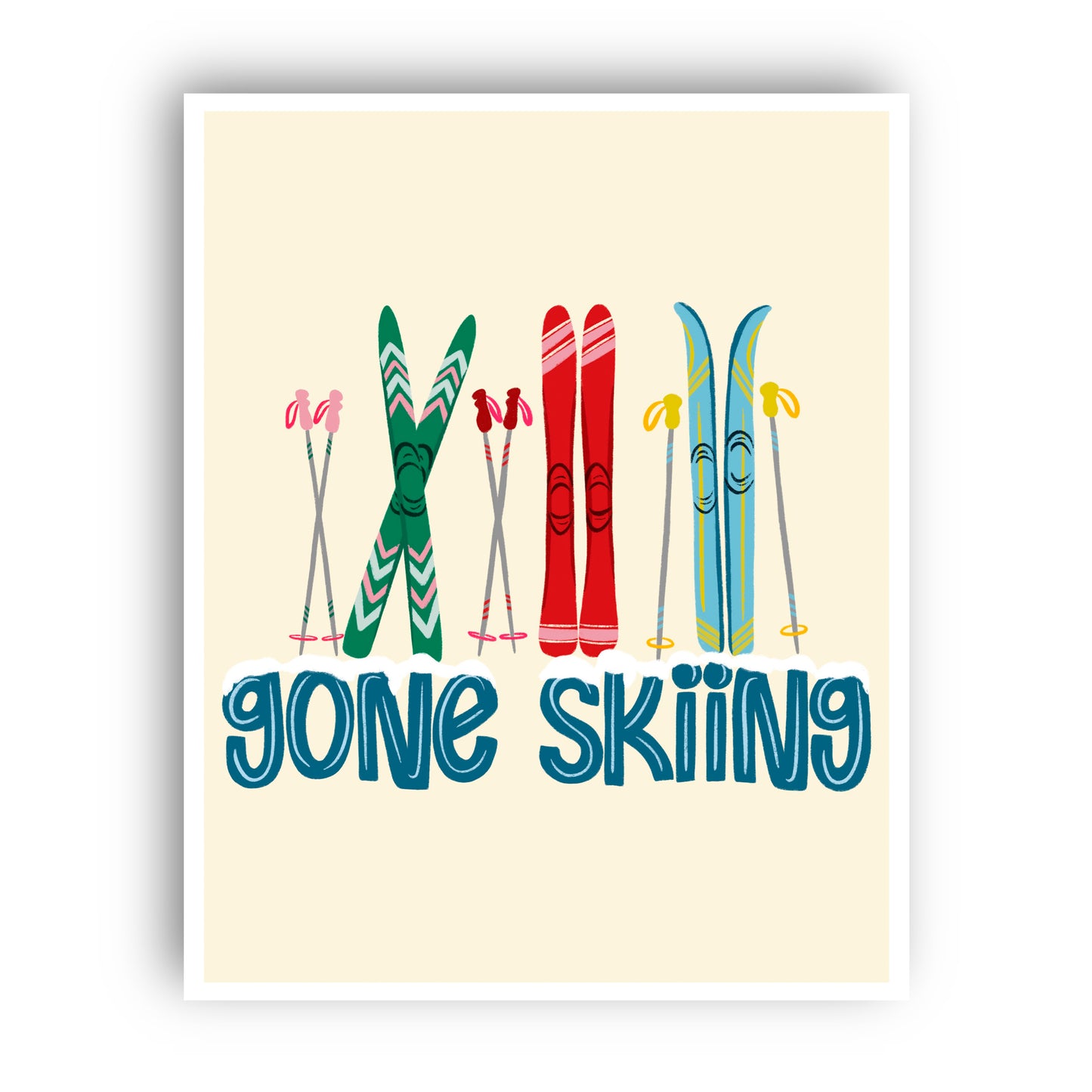 Gone Skiing Wall Art Print