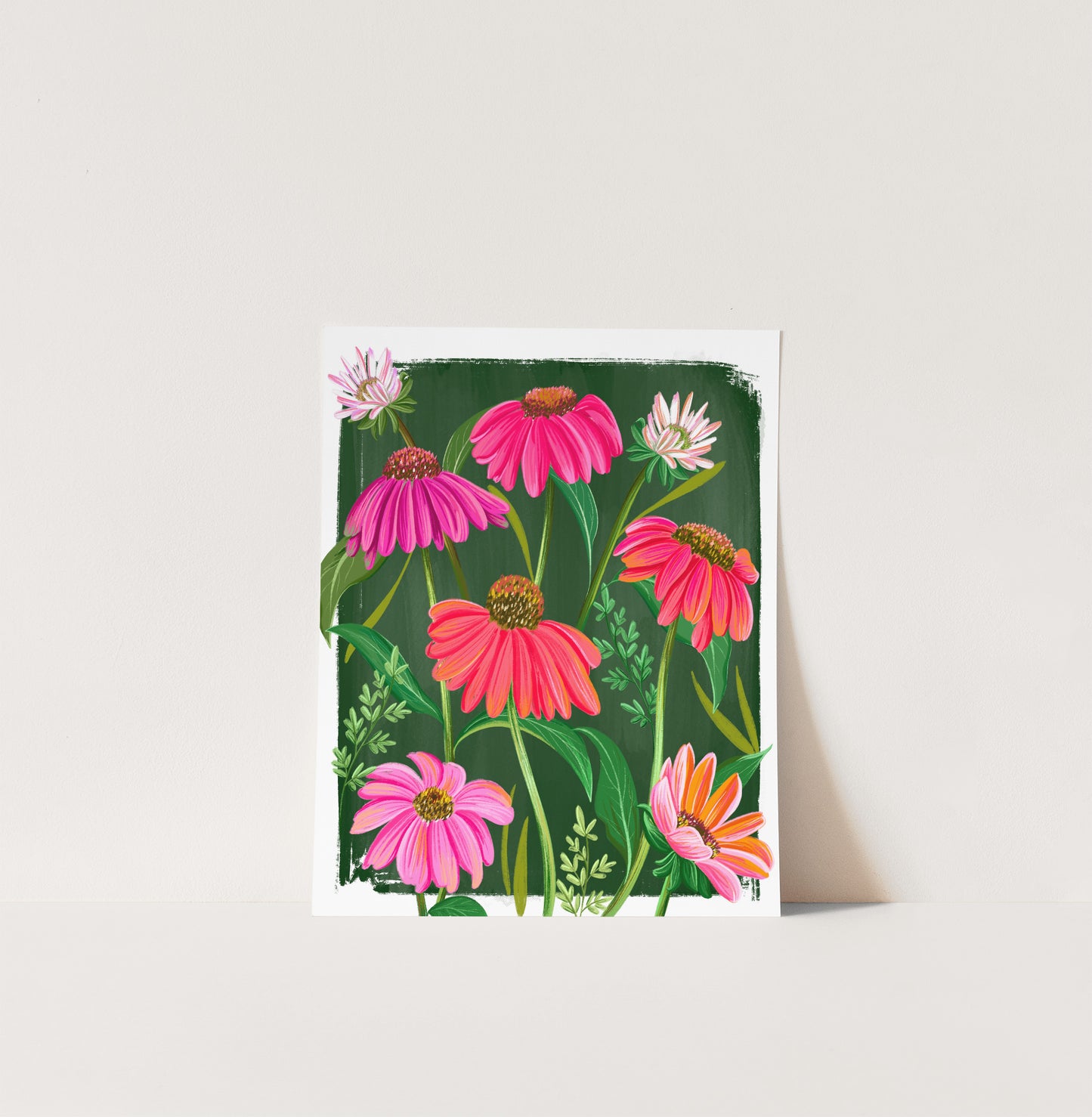 Pink Echinacea Garden Wall Art Print