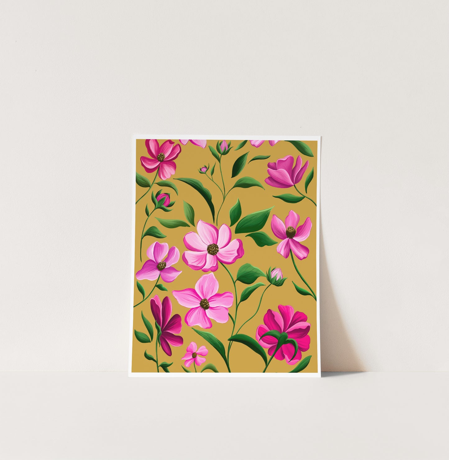 Pink Floral Wall Art Print