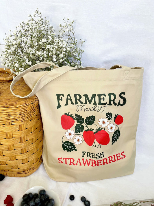 Farmer's Market Strawberry Tote Bag