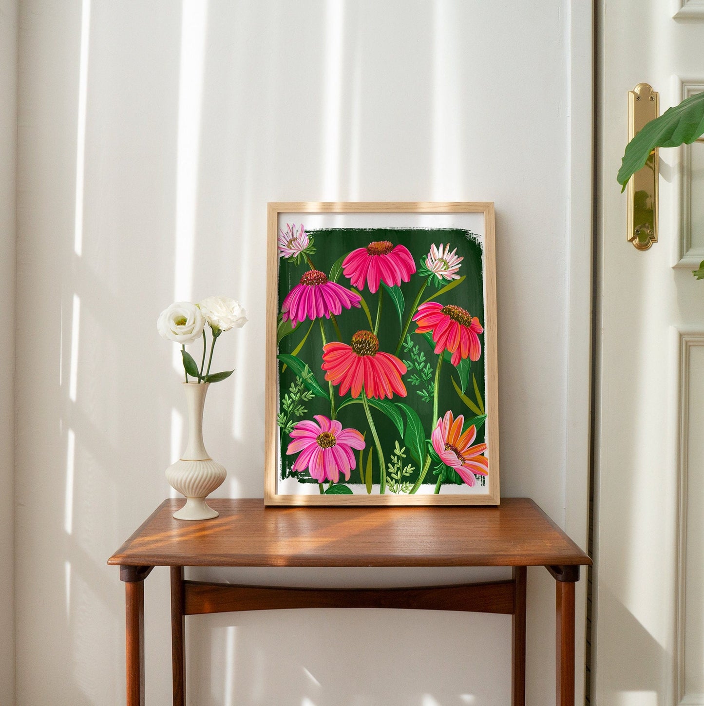 Pink Echinacea Garden Wall Art Print