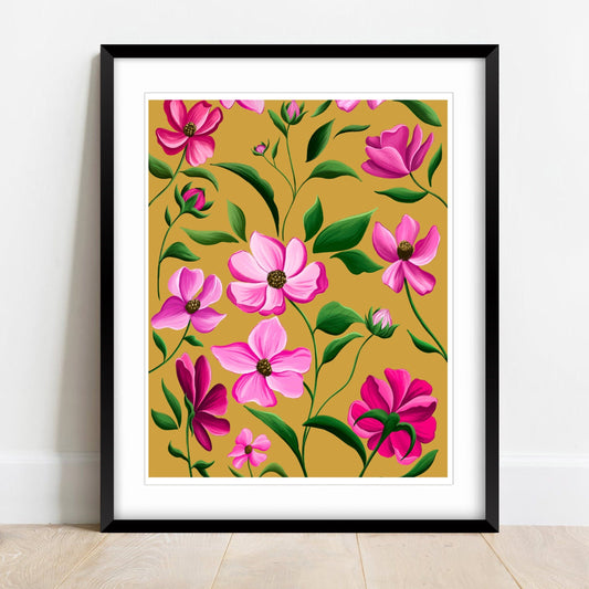 Pink Floral Wall Art Print