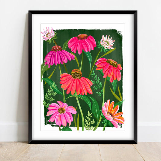 Pink Echinacea Garden Wall Art Print