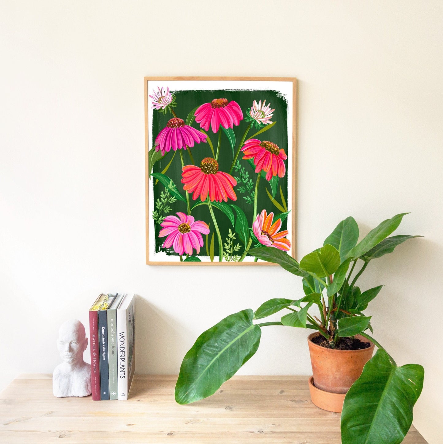 Pink Echinacea Garden Wall Art Print