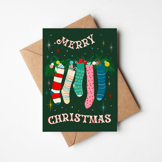 Festive Stockings Holiday Greeting Card
