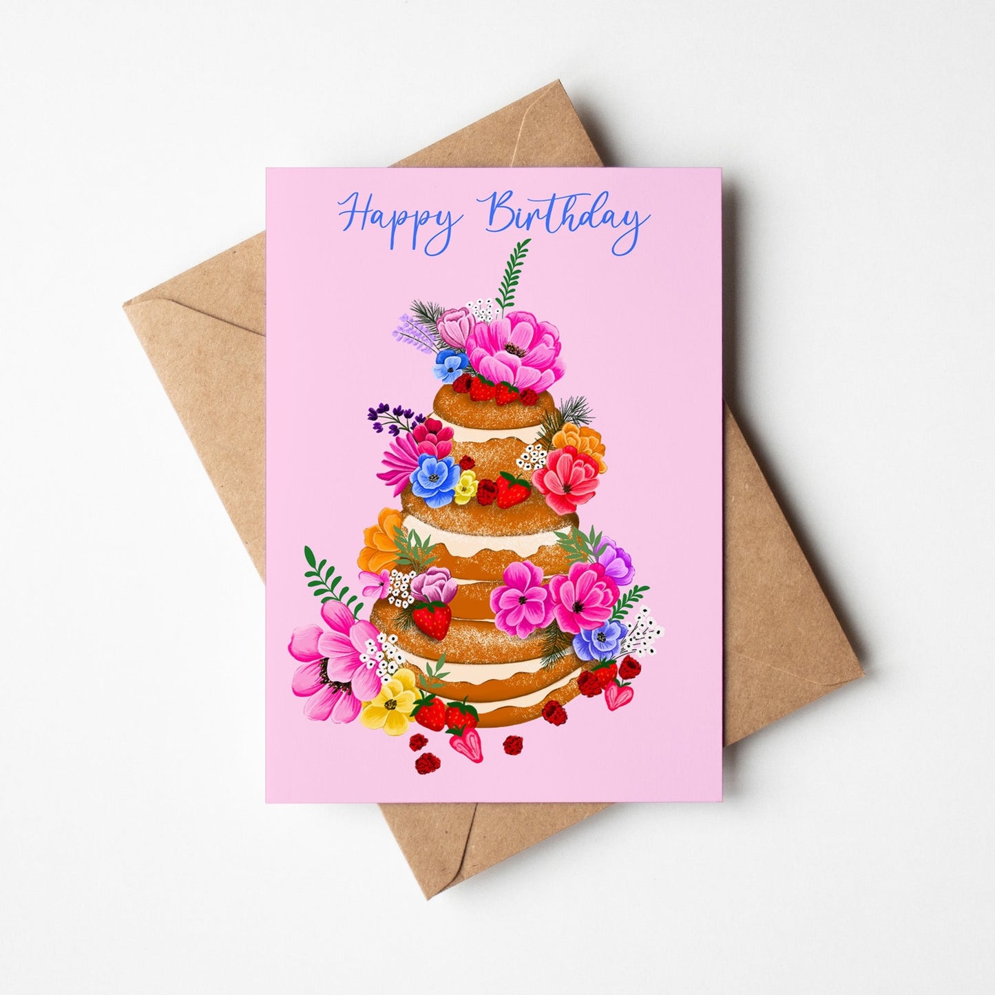 Flower Cake Birthday Card