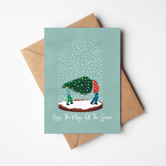 Magic Snow Globe Holiday Greeting Card