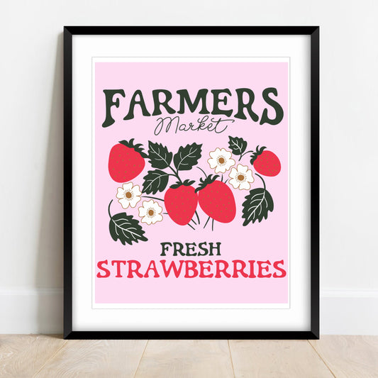 Farmer's Market Fresh Strawberries Wall Art Print