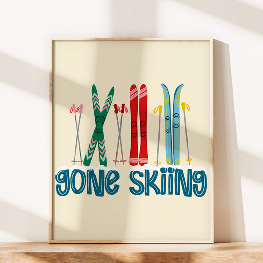 Gone Skiing Wall Art Print
