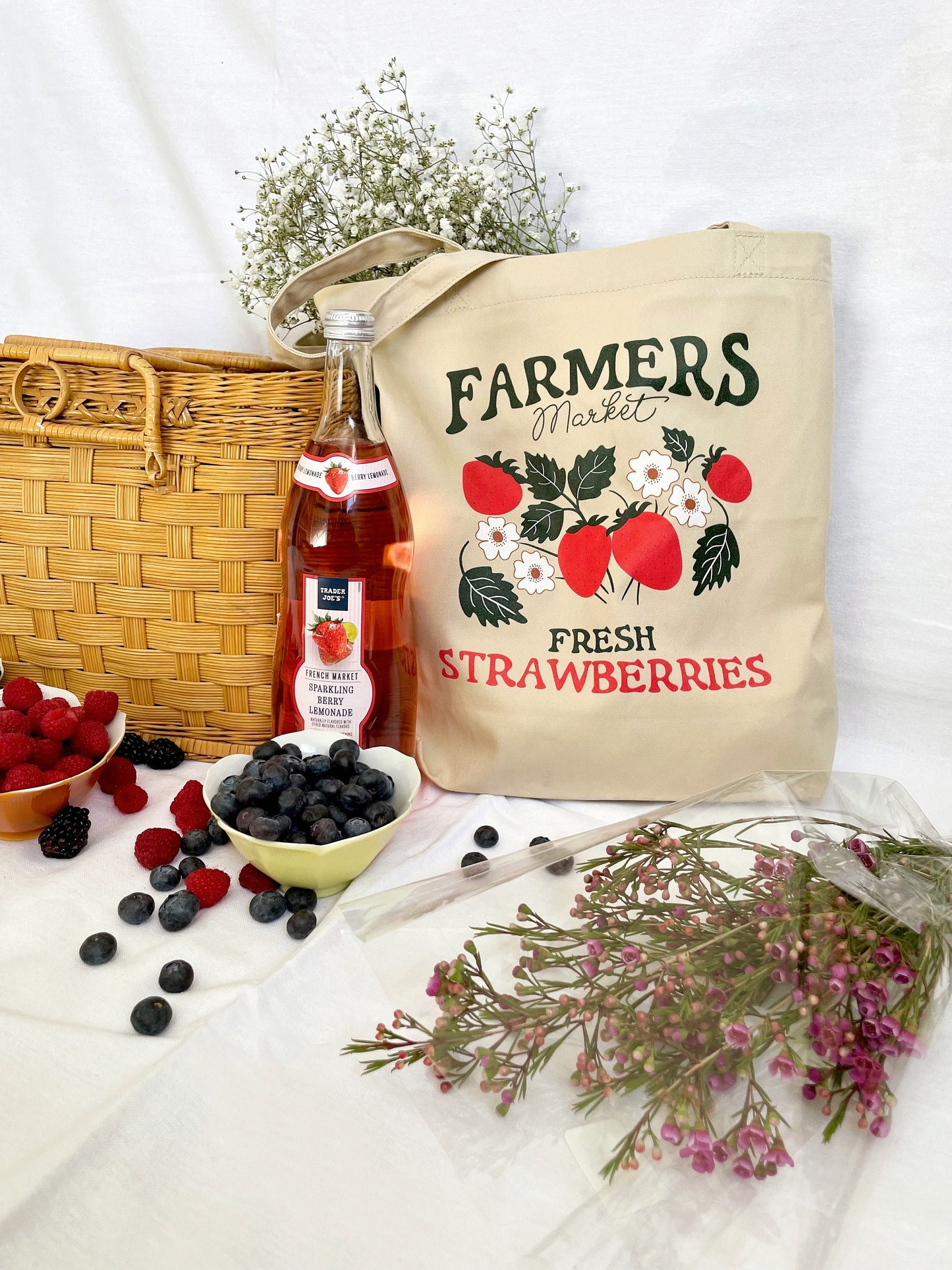 Farmer's Market Strawberry Tote Bag