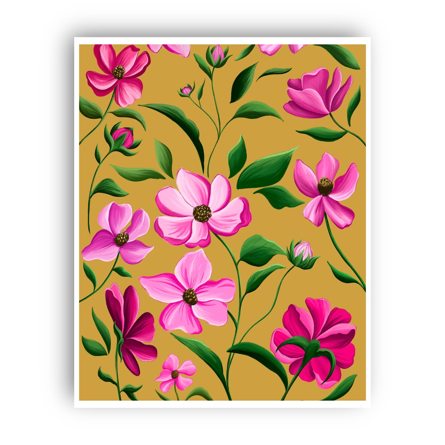 Pink Floral Wall Art Print